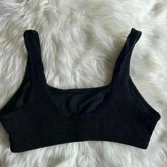 Ribbed Bikini Top by Monki Color: Black size XL Scoop Neck - Picture 8 of 8